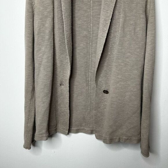 James Perse Tan One Button Cardigan Size 4 XL Oatmeal Preppy Cotton Linen - Picture 5 of 12